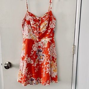 Coral and white floral dress